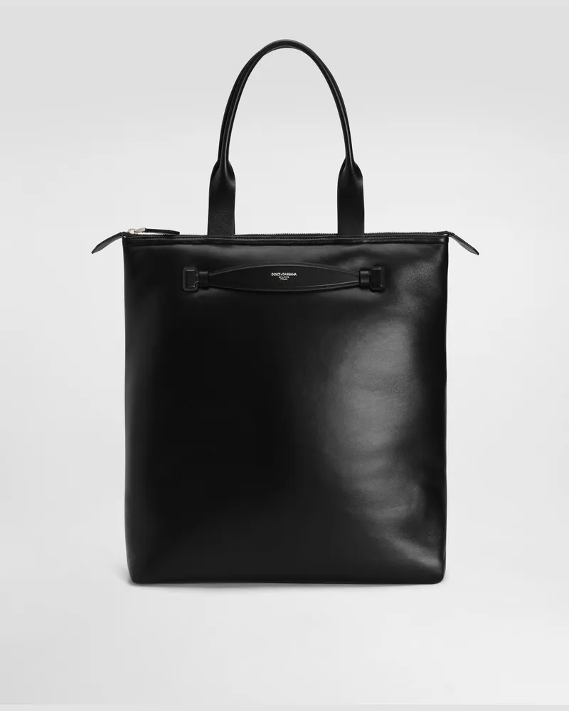 Dolce & Gabbana Shopping In Pelle Di Vitello Nappata - Uomo Borse Shopping Nero Pelle Nero