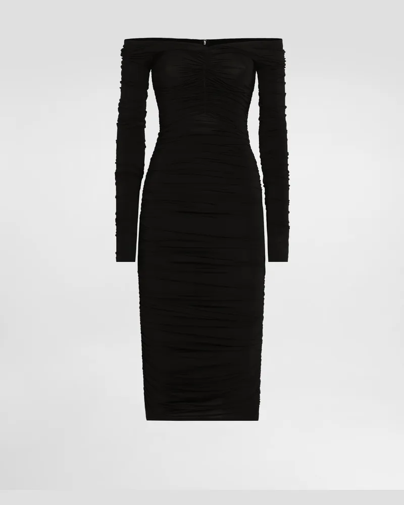 Dolce & Gabbana Abito Longuette Drappeggiato In Organzino - Donna Abiti Nero Nero
