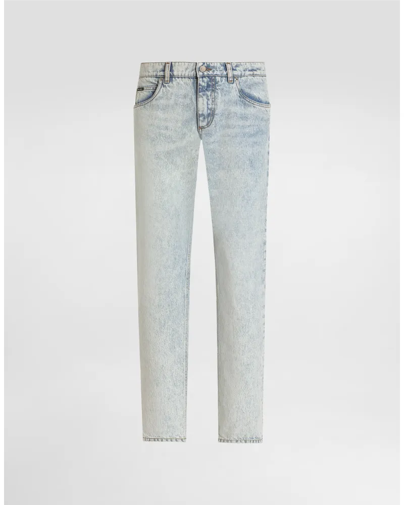 Dolce & Gabbana Jeans Regular In Cotone Con Placca - Uomo Denim Multicolore Variante
