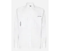 Camicia In Popeline Di Cotone Stampa Logo - Uomo Camicie Bianco Cotone