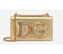 Phone Bag Dg Girls In Nappa Mordoré - Donna Borse Mini Micro E Pochette Oro Pelle