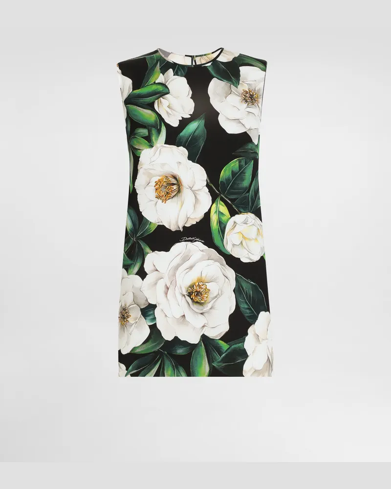 Dolce & Gabbana Top Senza Maniche In Charmeuse Stampa Gardenia - Donna Camicie E Top Stampa Stampa