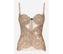 Top Lingerie In Pizzo E Tulle - Donna Intimo Cipria Pizzo