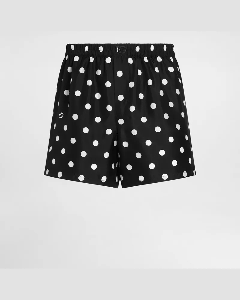 Dolce & Gabbana Boxer In Twill Di Seta Stampa Pois - Uomo Intimo E Loungewear Multicolore Multicolore