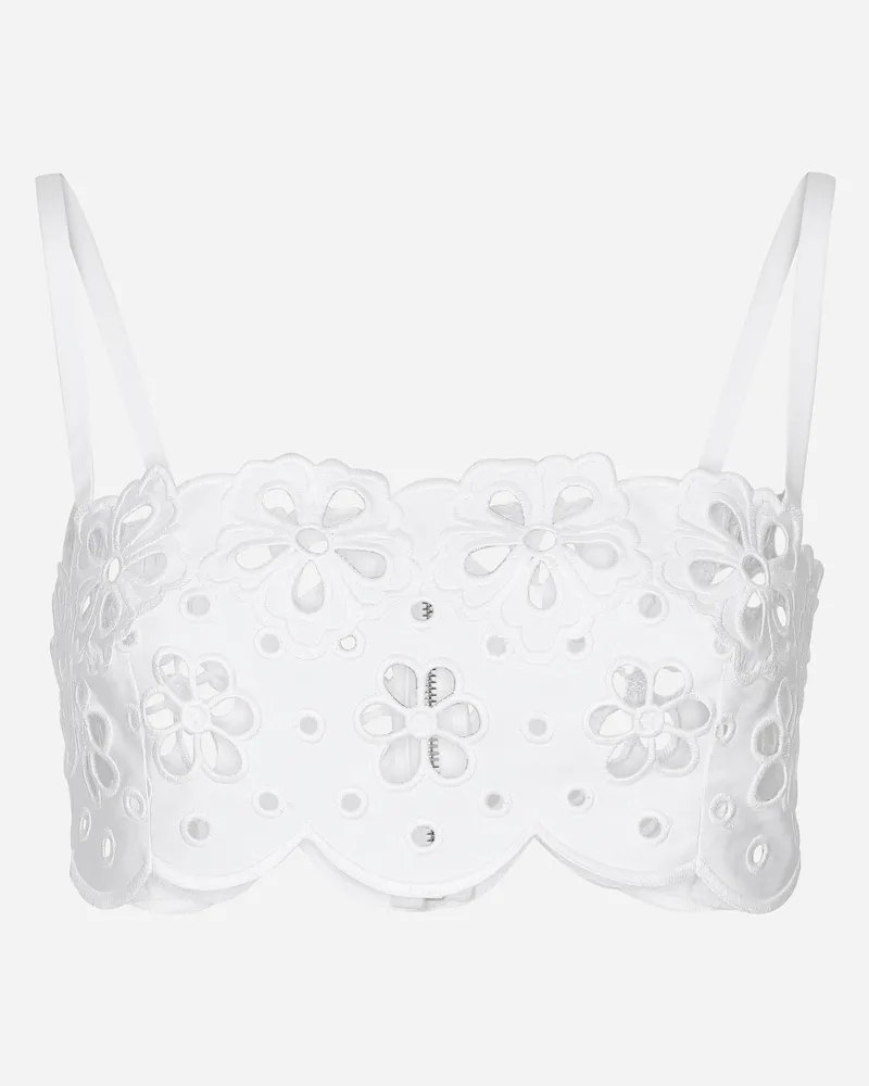 Dolce & Gabbana Top In Cotone Con Ricamo Cut Out - Donna Camicie E Top Bianco Bianco