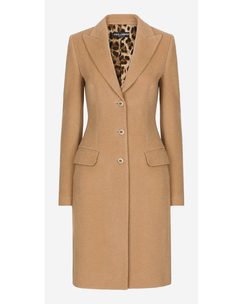 Dolce & Gabbana Cappotto Monopetto In Lana Cammello - Donna Cappotti E Giubbotti Cipria Lana Cammello Cipria