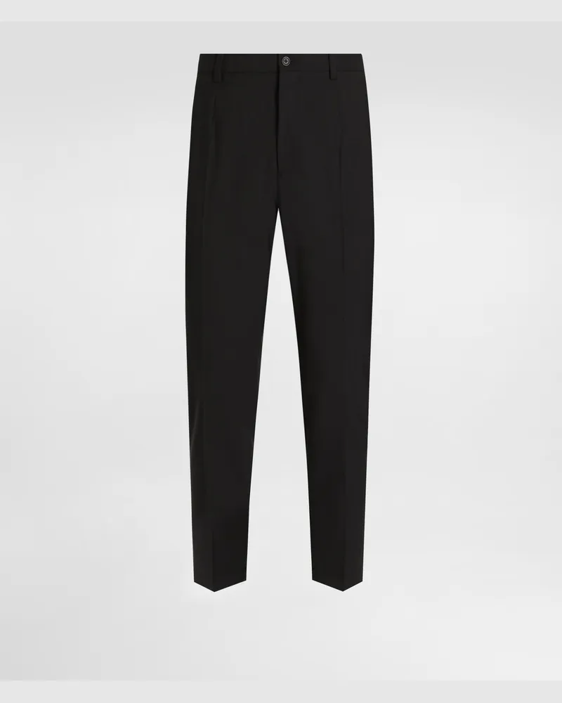 Dolce & Gabbana Pantalone Cotone Stretch Con Ricamo Dg - Uomo Pantaloni E Shorts Nero Nero