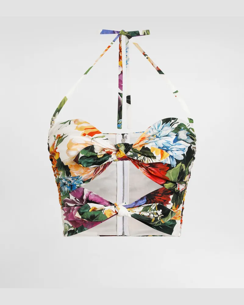 Dolce & Gabbana Top In Popeline Stampa Bouquet Fiori - Donna Camicie E Top Stampa Stampa
