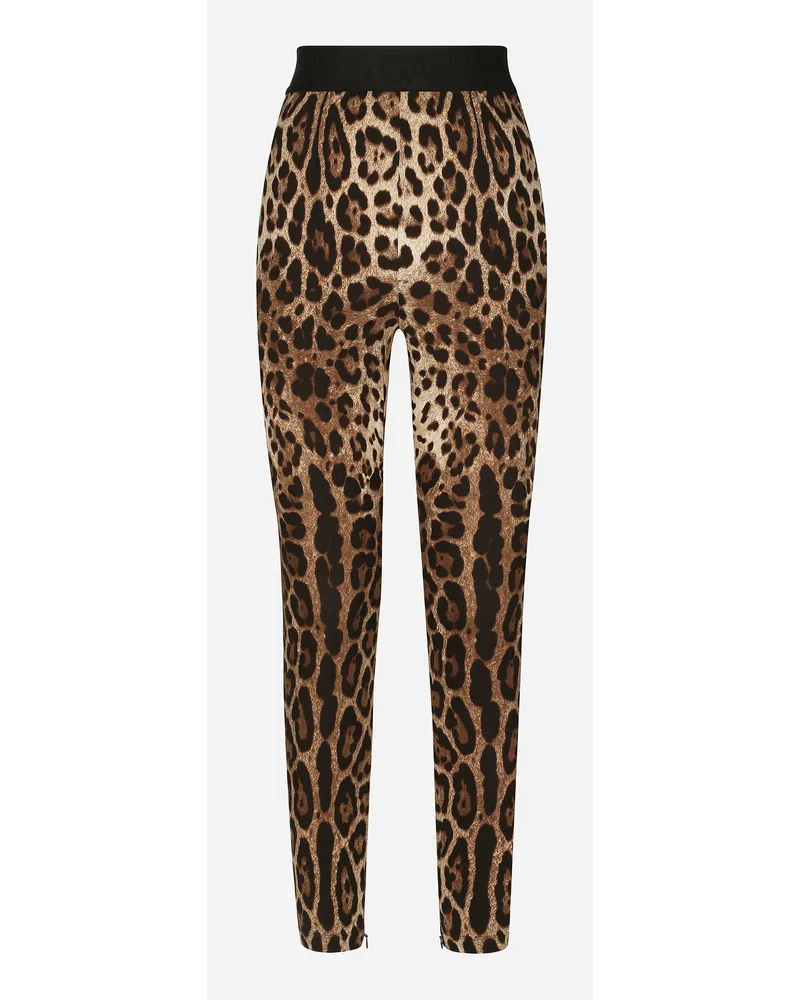 Dolce & Gabbana Leggings In Charmeuse Stampa Leopardo - Donna Pantaloni E Shorts Stampa Animalier Seta Leo