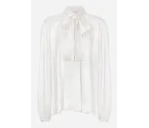 Blusa In Seta Con Sciarpa A Fiocco - Donna Camicie E Top Bianco