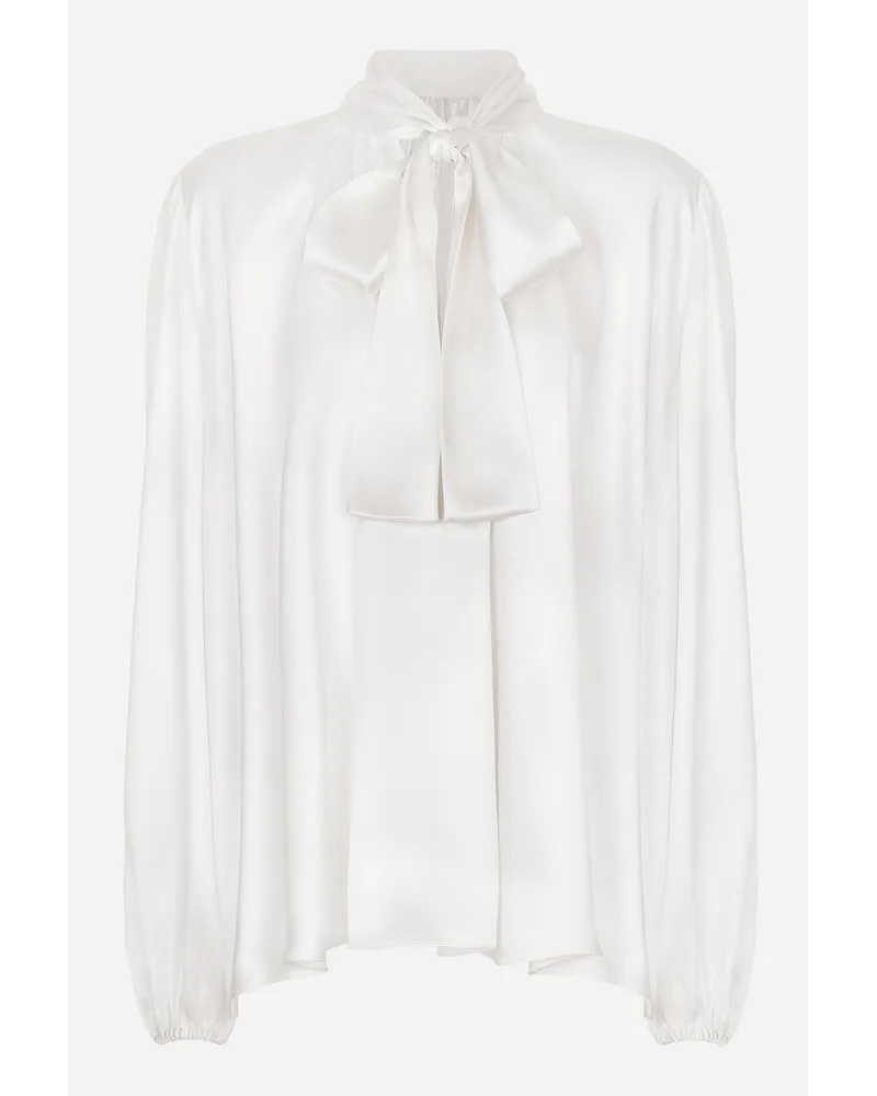 Dolce & Gabbana Blusa In Seta Con Sciarpa A Fiocco - Donna Camicie E Top Bianco Bianco
