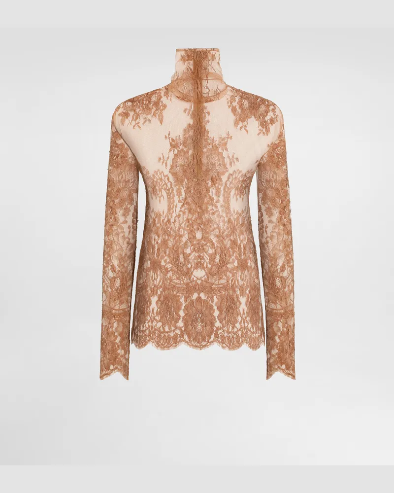 Dolce & Gabbana Blusa In Pizzo Chantilly - Donna Camicie E Top Beige Make