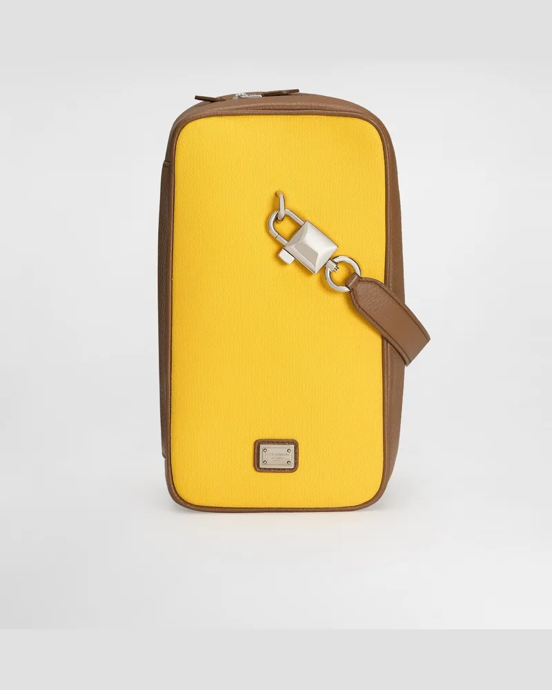 Dolce & Gabbana Borsa A Mano Lock In Canvas E Pelle Di Vitello - Uomo Borse Shopping Multicolore Multicolore