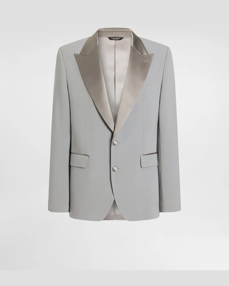 Dolce & Gabbana Giacca Tuxedo Sicilia Light Monopetto In Micro Cannetté - Uomo Collection Grigio Grigio