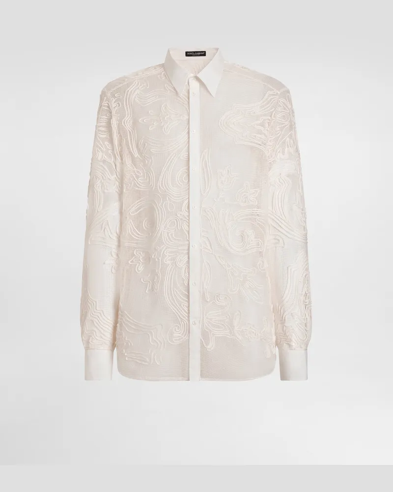 Dolce & Gabbana Camicia Martini In Lino Ricamato - Uomo Camicie Multicolore Variante