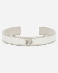 Dolce & Gabbana Bracciale Rigido In Smalto Con Logo Dg - Donna Bijoux Bianco Metallo Bianco