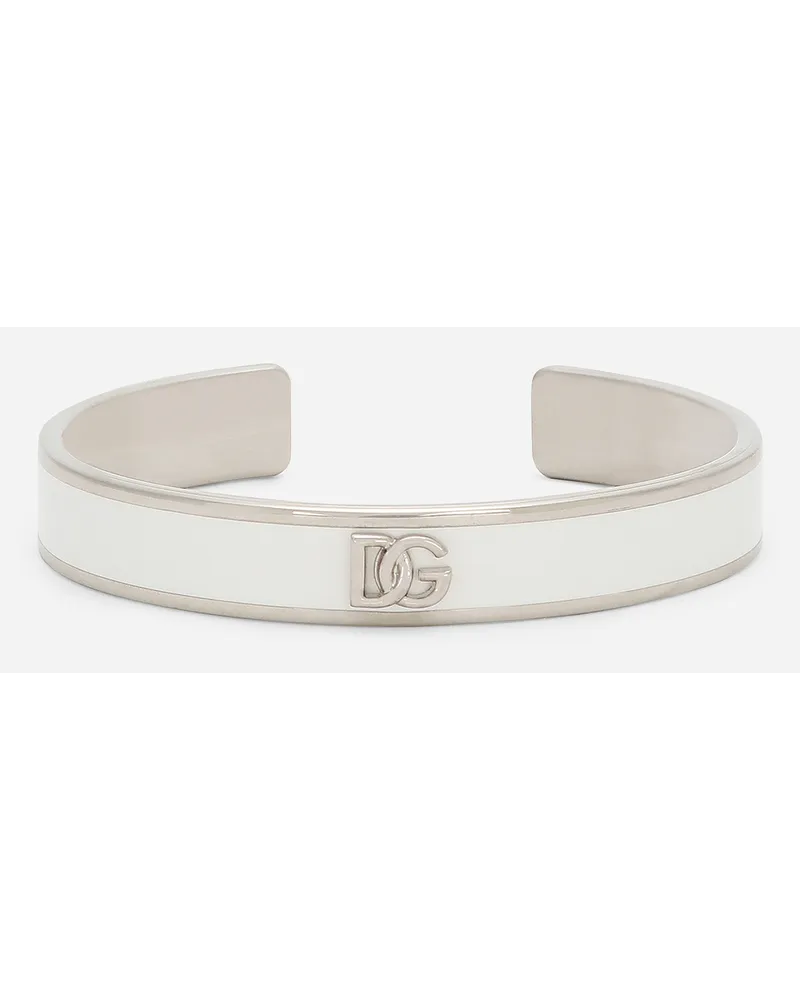 Dolce & Gabbana Bracciale Rigido In Smalto Con Logo Dg - Donna Bijoux Bianco Metallo Bianco