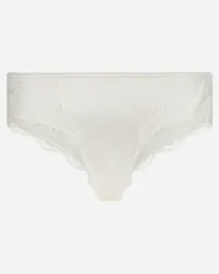 Dolce & Gabbana Slip In Raso Con Pizzo - Donna Intimo Bianco Seta Bianco