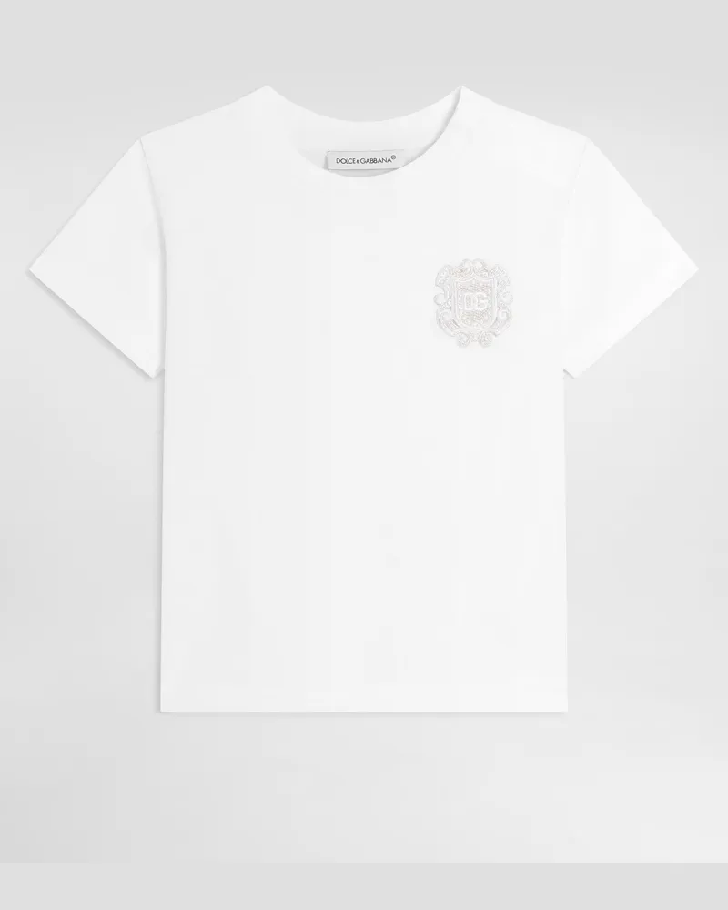 Dolce & Gabbana T-shirt In Jersey Con Patch - Uomo Collection Bianco Bianco