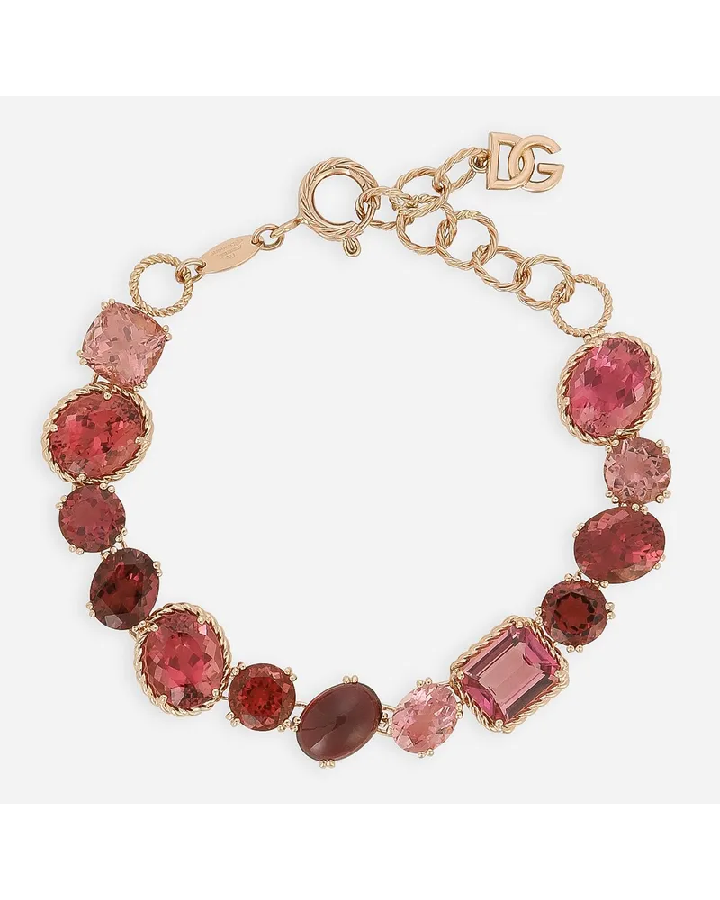 Dolce & Gabbana Bracciale Anna In Oro Rosso 18kt Con Tormaline - Donna Bracciali Rosso Oro Rosso