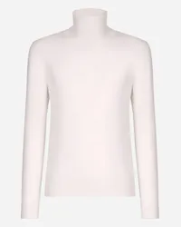 Dolce & Gabbana Maglia Collo Alto In Lana - Uomo Maglieria Bianco Lana Bianco