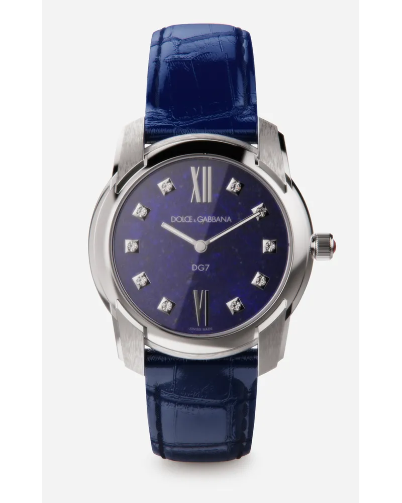 Dolce & Gabbana Dg7 Watch In Steel With Lapis Lazuli And Diamonds - Donna Orologi Blu Blu