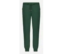 Pantalone Jogging In Jersey Con Placca Logata - Uomo Pantaloni E Shorts Verde Cotone