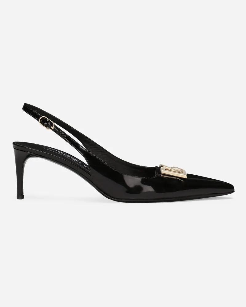 Dolce & Gabbana Sling Back In Pelle Di Vitello Lucida - Donna Décolleté E Slingback Nero Pelle Nero