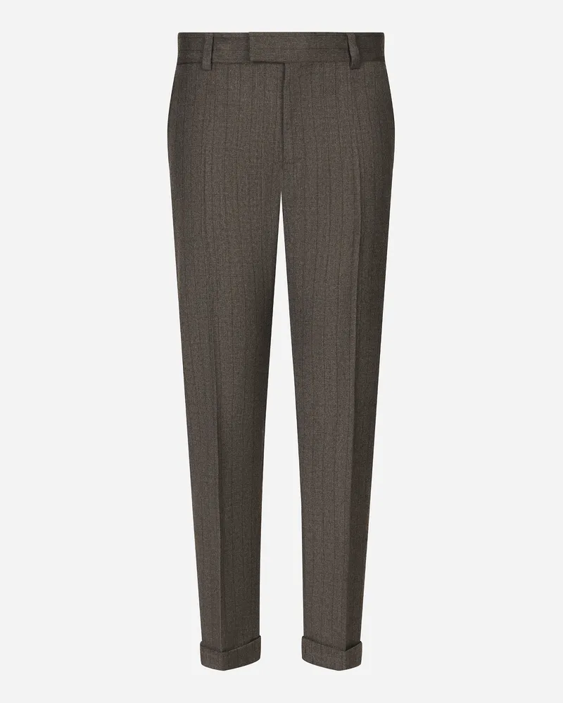 Dolce & Gabbana Pantalone Sartoriale In Flanella Rigato - Uomo Pantaloni E Shorts Multicolore Rigato