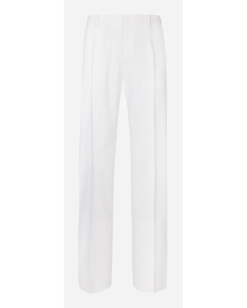 Dolce & Gabbana Pantalone Gamba Dritta In Lana Stretch - Uomo Pantaloni E Shorts Bianco Bianco