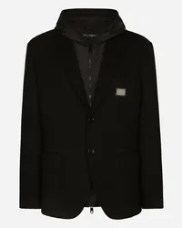 Dolce & Gabbana Giacca Jersey Con Cappuccio E Gilet In Nylon - Uomo Cappotti E Giubbotti Nero Nero