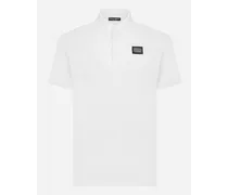 Dolce & Gabbana Polo Piquet Di Cotone Con Placca Logata - Uomo T-shirts E Polo Bianco Cotone Bianco