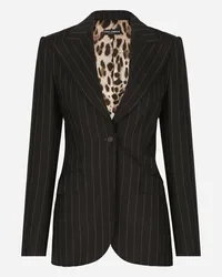 Dolce & Gabbana Giacca Turlington Monopetto In Gessato Di Lana - Donna Giacche E Blazer Multicolore Lana Rigato