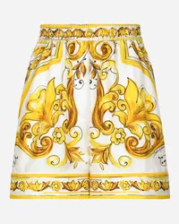 Dolce & Gabbana Shorts In Twill Di Seta Stampa Maiolica - Donna Pantaloni E Shorts Stampa Stampa