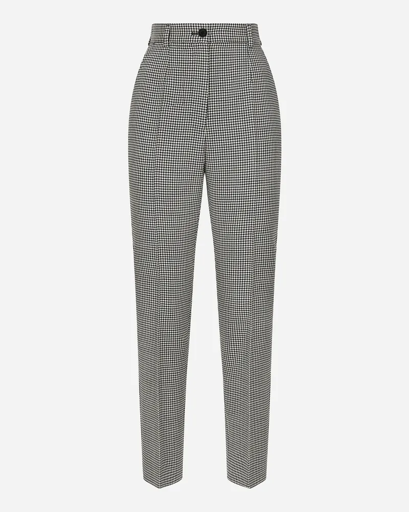 Dolce & Gabbana Pantaloni Sartoriali In Pied De Poule Di Lana - Donna Pantaloni E Shorts Multicolore Quadri-check-tartan