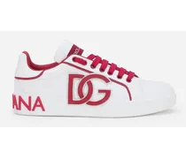 Dolce & Gabbana Sneaker Portofino In Pelle Di Vitello - Donna Sneaker Fucsia Pelle Bianco