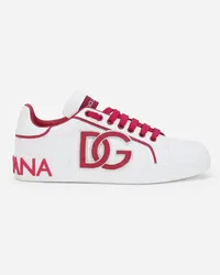 Dolce & Gabbana Sneaker Portofino In Pelle Di Vitello - Donna Sneaker Fucsia Pelle Bianco