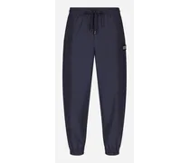Pantalone Jogging Nylon Con Placca Logata - Uomo Pantaloni E Shorts Blu Tessuto