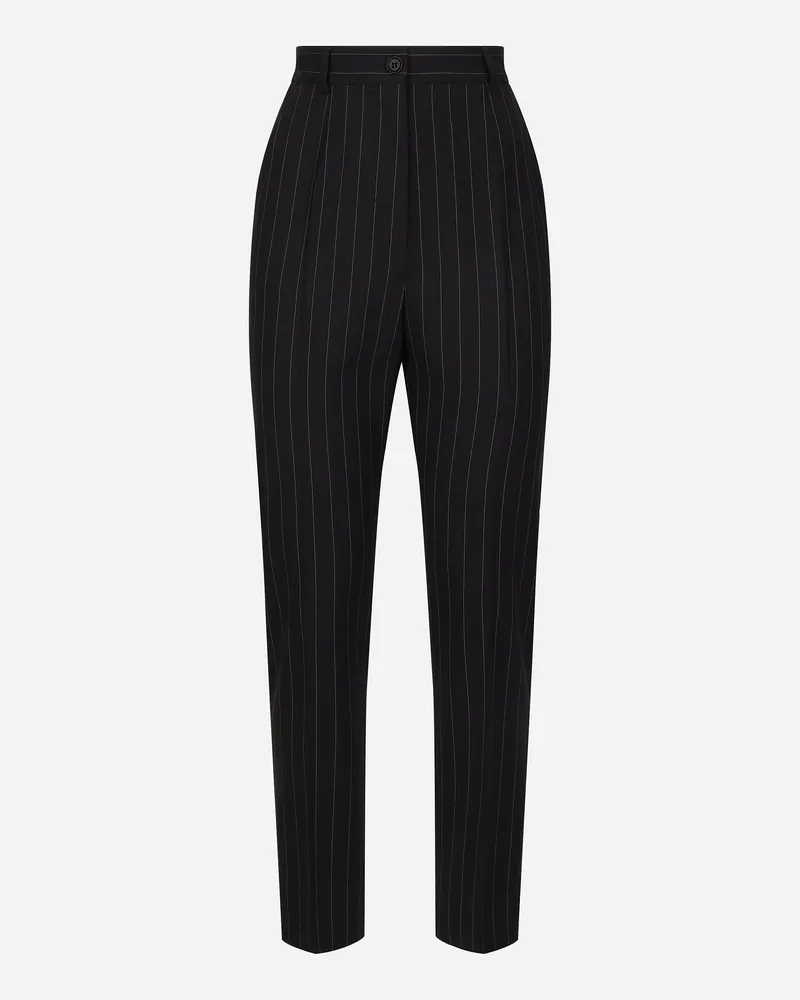 Dolce & Gabbana Pantaloni Sartoriali In Gessato Di Lana - Donna Pantaloni E Shorts Multicolore Rigato