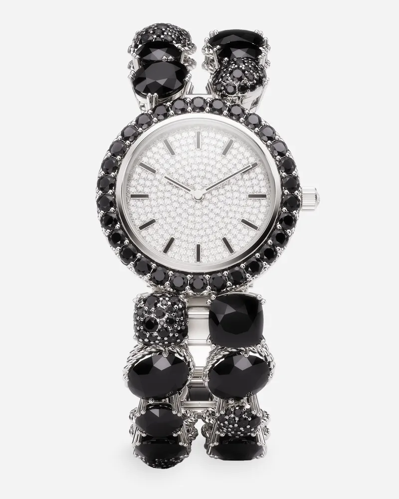 Dolce & Gabbana Orologio Anna In Oro Bianco 18kt E Spinelli Neri - Donna Orologi Bianco Oro Bianco