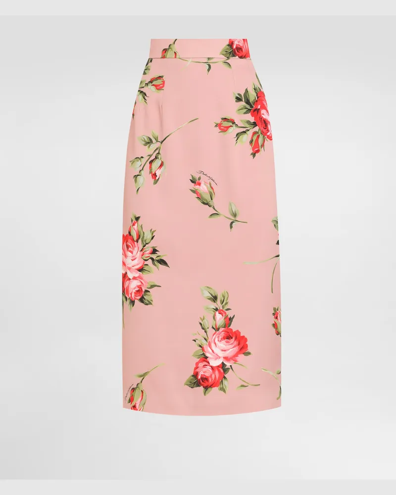 Dolce & Gabbana Gonna Dritta Stampa Bouquet Rose - Donna Gonne Multicolore Multicolore