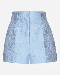 Dolce & Gabbana Shorts In Jacquard Matelassé Floreale - Donna Pantaloni E Shorts Azzurro Azzurro