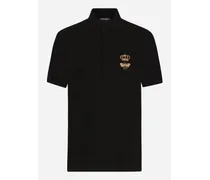 Dolce & Gabbana Polo Piquet Di Cotone Con Patch In Canottiglia - Uomo T-shirts E Polo Nero Cotone Nero