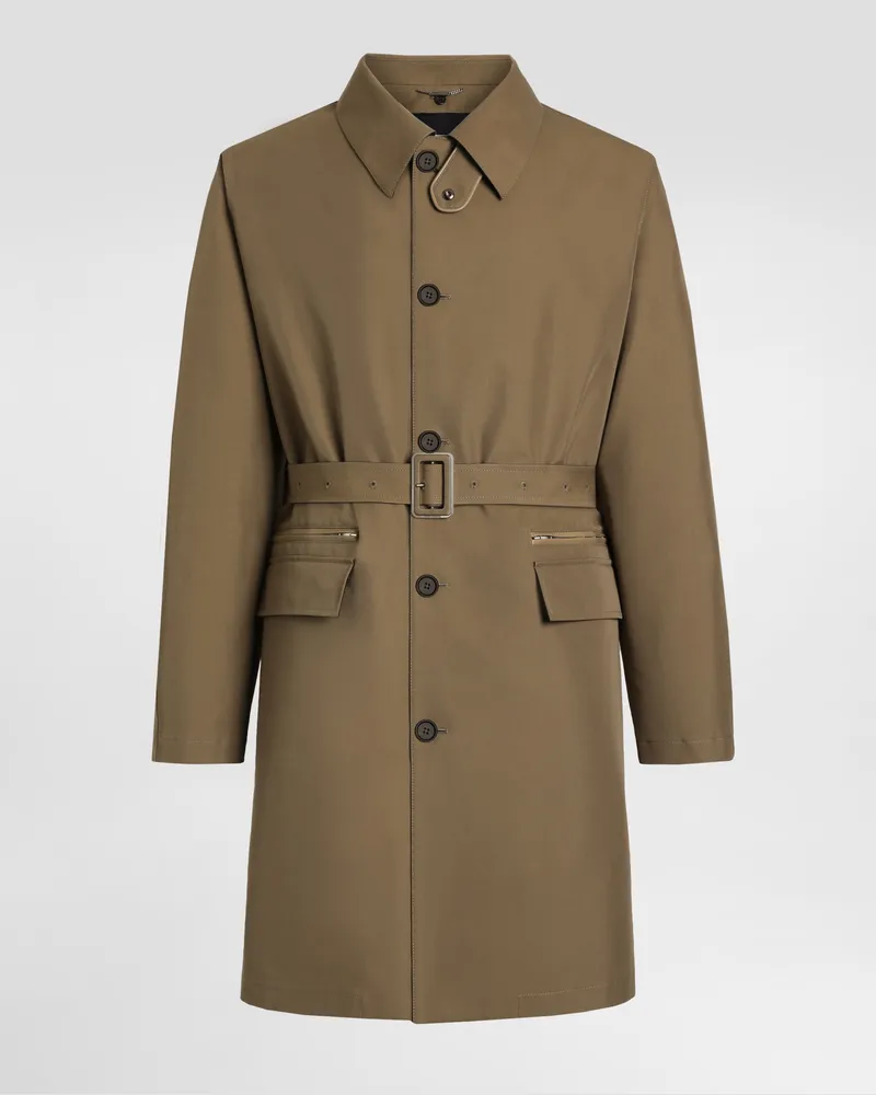 Dolce & Gabbana Trench Monopetto In Cotone - Uomo Cappotti E Giubbotti Marrone Tabacco