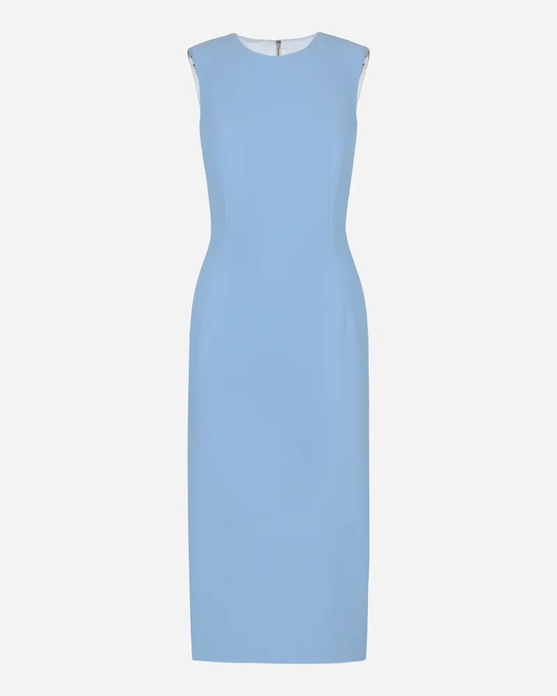 Dolce & Gabbana Abito Longuette A Tubino In Crêpe Di Lana - Donna Abiti Azzurro Azzurro
