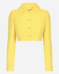 Dolce & Gabbana Giacca Corta In Jacquard Matelassé Logo Dg - Donna Giacche E Blazer Giallo Giallo