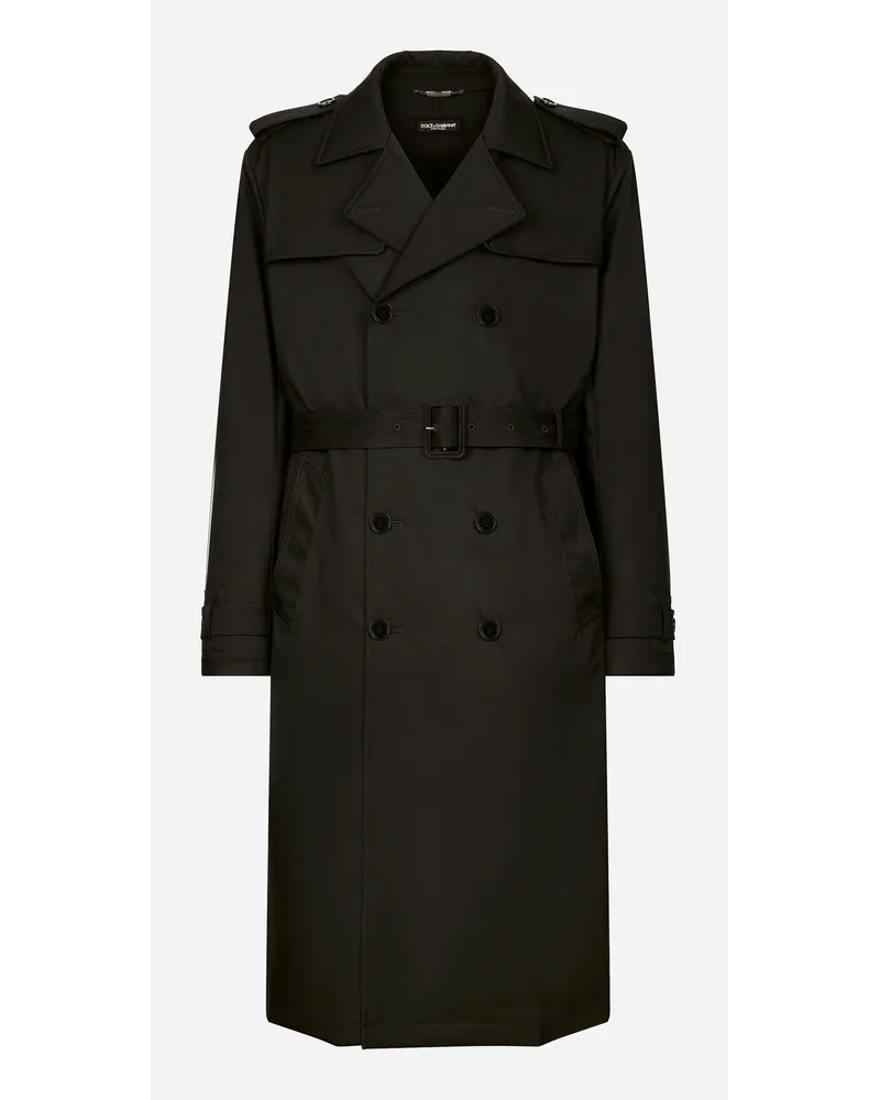 Dolce & Gabbana Trench Doppiopetto In Nylon - Uomo Cappotti E Giubbotti Nero Nero