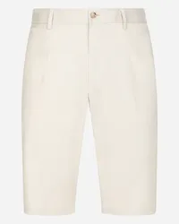 Dolce & Gabbana Bermuda In Cotone Stretch Con Patch Dg - Uomo Pantaloni E Shorts Beige Cotone Beige