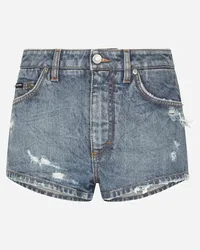 Dolce & Gabbana Shorts In Denim Con Rotture - Donna Denim Multicolore Variante