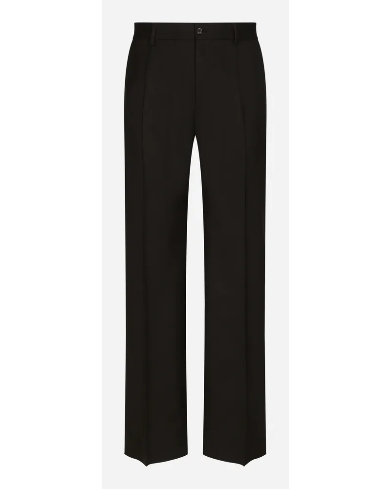Dolce & Gabbana Pantalone Gamba Larga Sallia Di Lana Stretch - Uomo Pantaloni E Shorts Nero Lana Nero